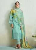 Turquoise Blue Pure Muslin Resham Embroidered Salwar Suit - Emponline | Grocsy