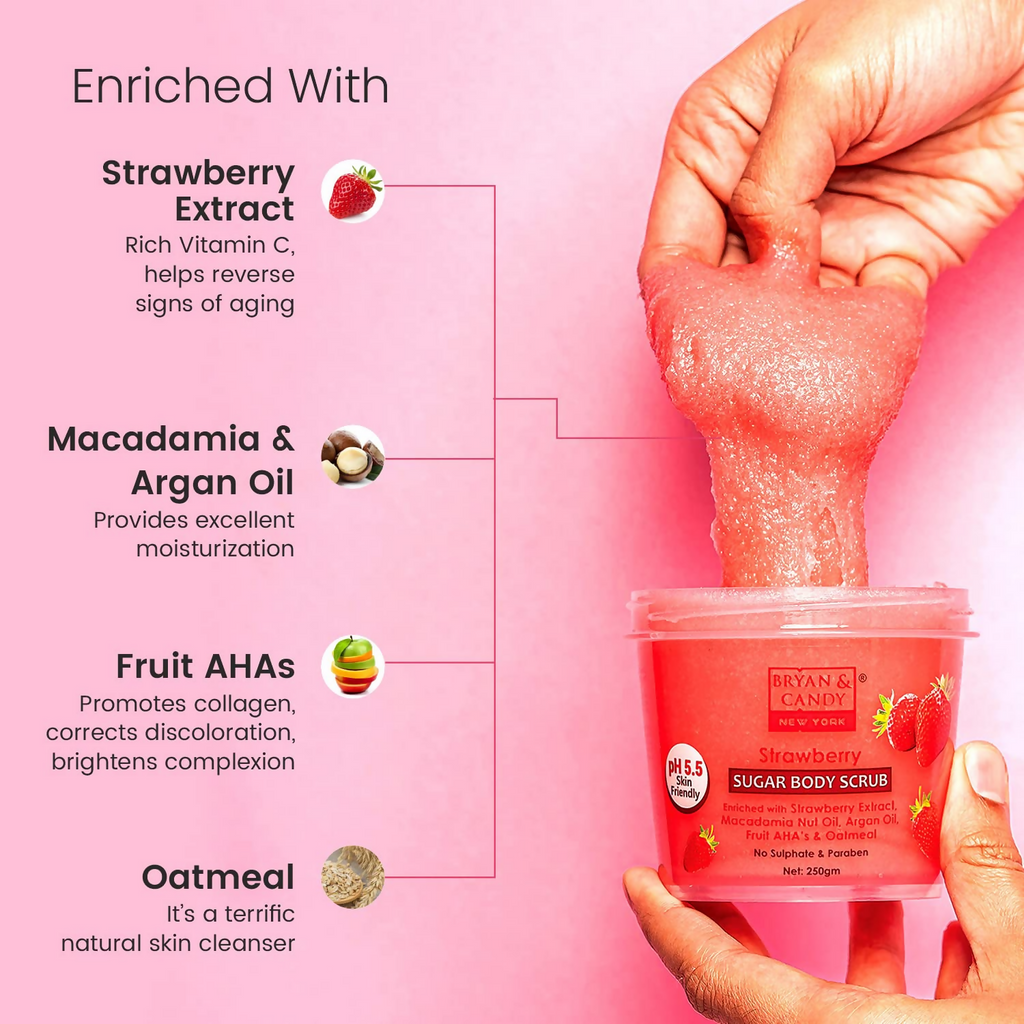 Bryan & Candy Strawberry Sugar Body Scrub | Grocsy