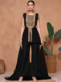 Sangria Embroidered A-line Kurta & Palazzo With Dupatta | Grocsy