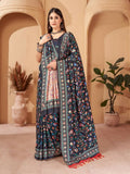 Aayaa Designer Winter Collection Printed Saree With Shawl - Multi Color | Grocsy