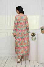 Myshka Women Multi Floral Rayon A-Line Round Neck Dress | Grocsy