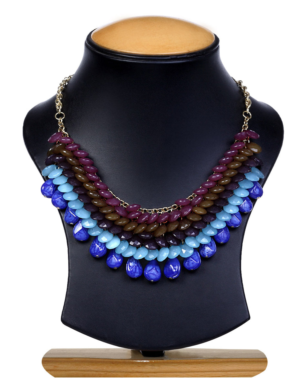 Gold-Polished Alloy Beaded Short Statement Necklace - The Pari | Grocsy