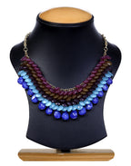 Gold-Polished Alloy Beaded Short Statement Necklace - The Pari | Grocsy