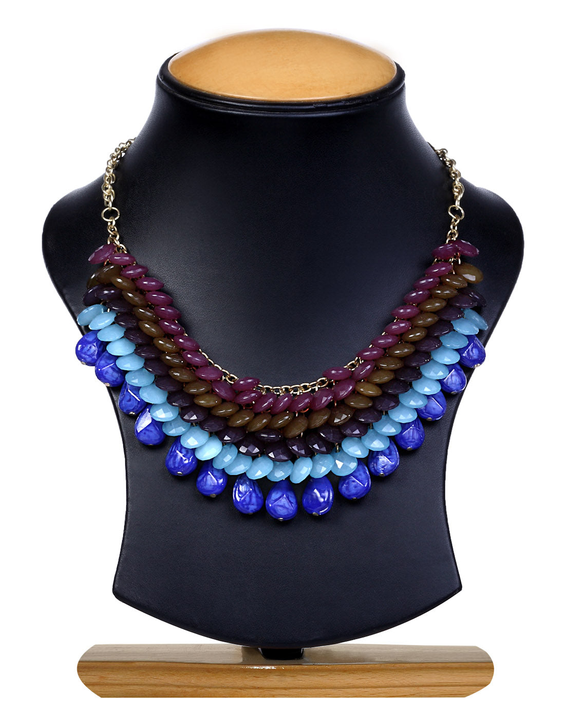 Gold-Polished Alloy Beaded Short Statement Necklace - The Pari | Grocsy