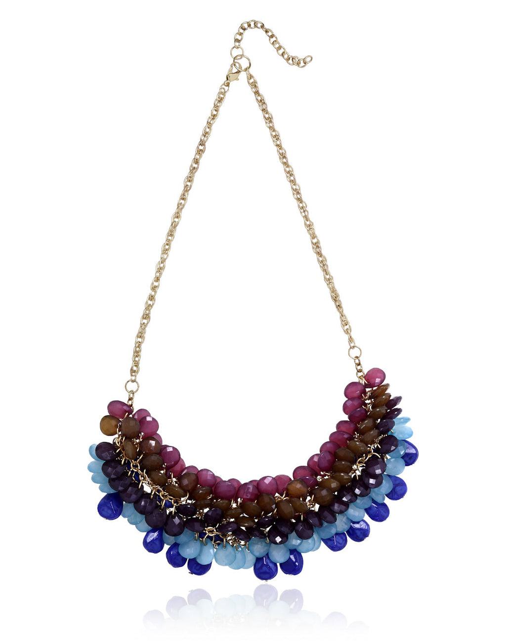 Gold-Polished Alloy Beaded Short Statement Necklace - The Pari | Grocsy