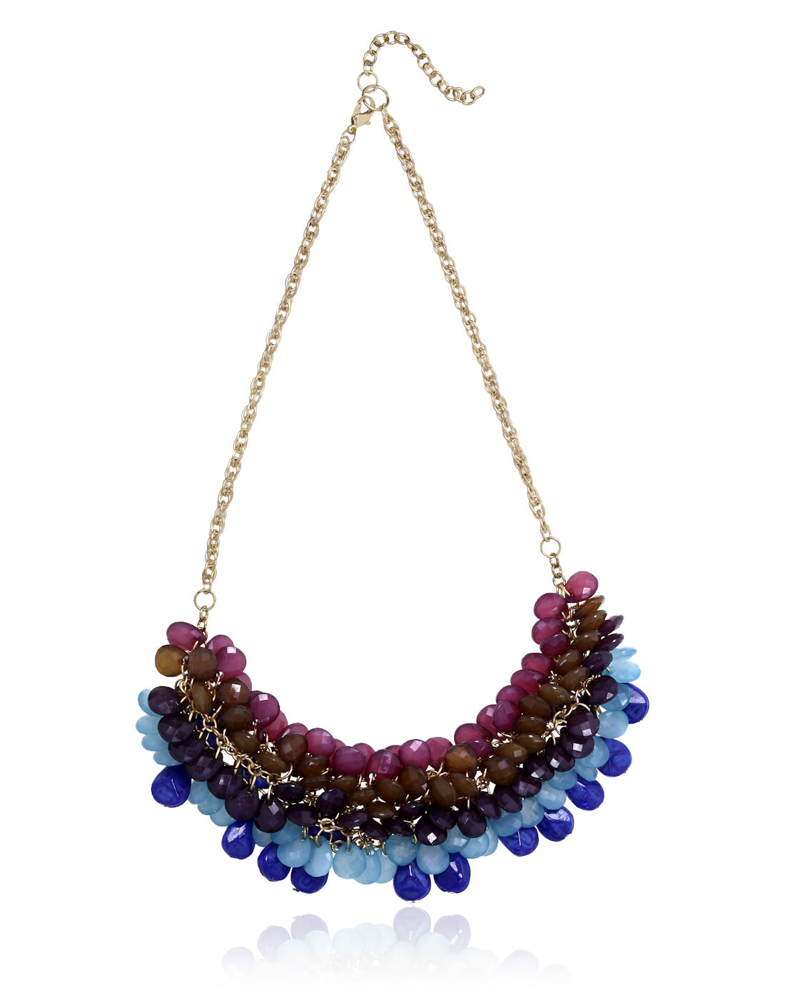 Gold-Polished Alloy Beaded Short Statement Necklace - The Pari | Grocsy