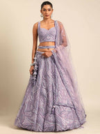 House of Panchhi Lavender Net Sequins and Zarkan embroidery Lehenga choli & Dupatta | Grocsy