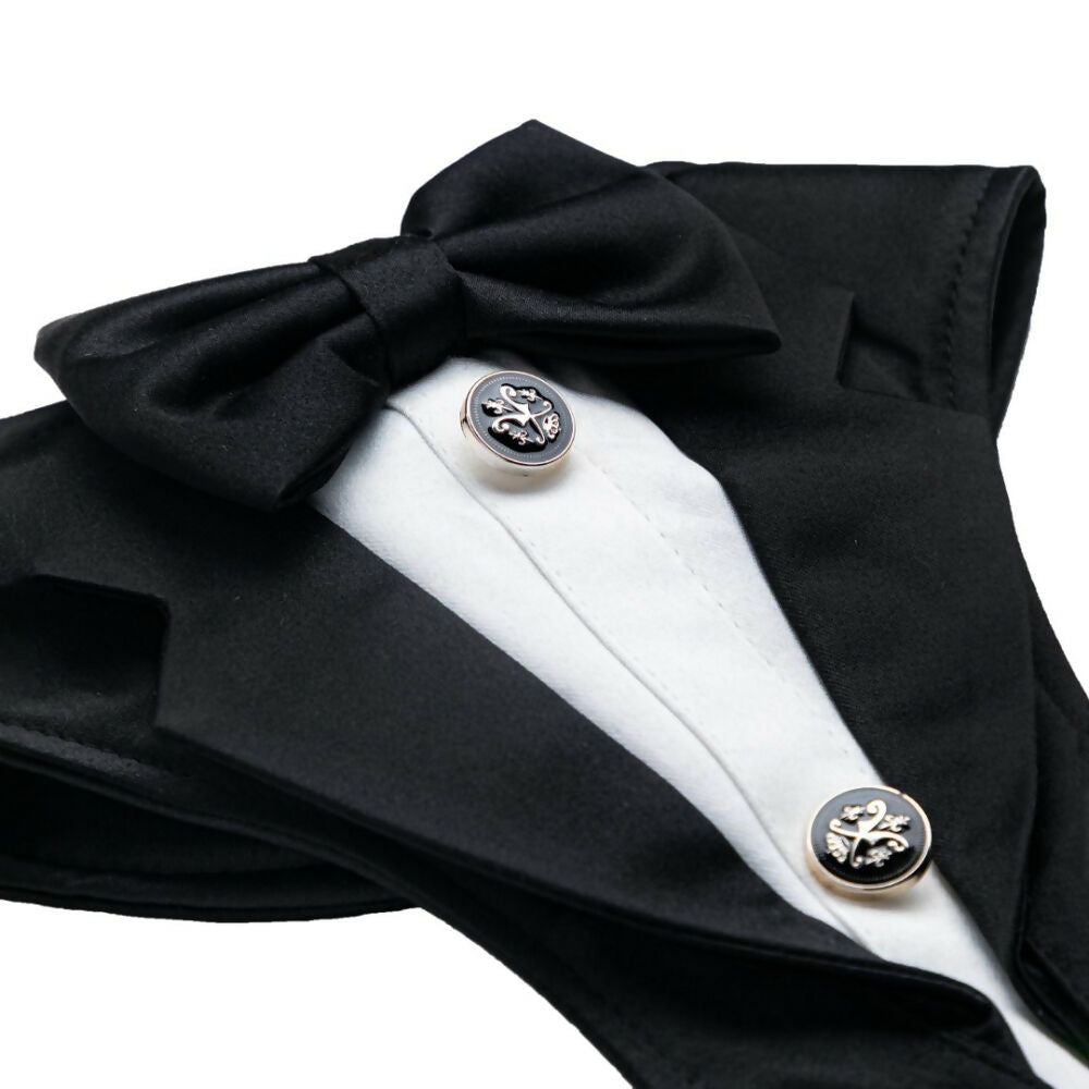 Waggety Tuxedo Dog Harness - Stylish Black & White Design, Adjustable Fit, Durable Fabric, Elegant Pet Harness for Dogs | Grocsy
