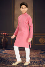 Neera Trendz Pink Cotton Blend Lining Work Kid's Kurta With Pyjama | Grocsy