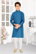 Neera Trendz Rama Cotton Blend Lining Work Kid's Kurta With Pyjama | Grocsy
