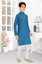 Neera Trendz Rama Cotton Blend Lining Work Kid's Kurta With Pyjama | Grocsy