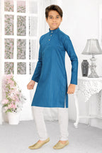 Neera Trendz Rama Cotton Blend Lining Work Kid's Kurta With Pyjama | Grocsy