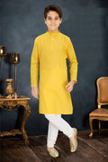 Neera Trendz Yellow Cotton Blend Lining Work Kid's Kurta With Pyjama | Grocsy