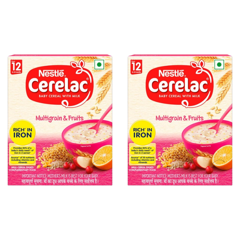 Nestle Cerelac Baby Cereal with Milk, Multigrain & Fruits 12 Months | Grocsy