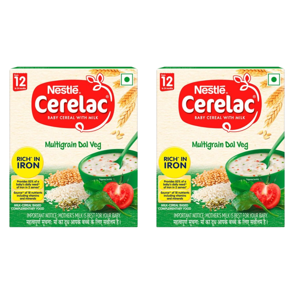 Nestle Cerelac Baby Cereal with Milk, Multigrain Dal Veg 12 Months | Grocsy