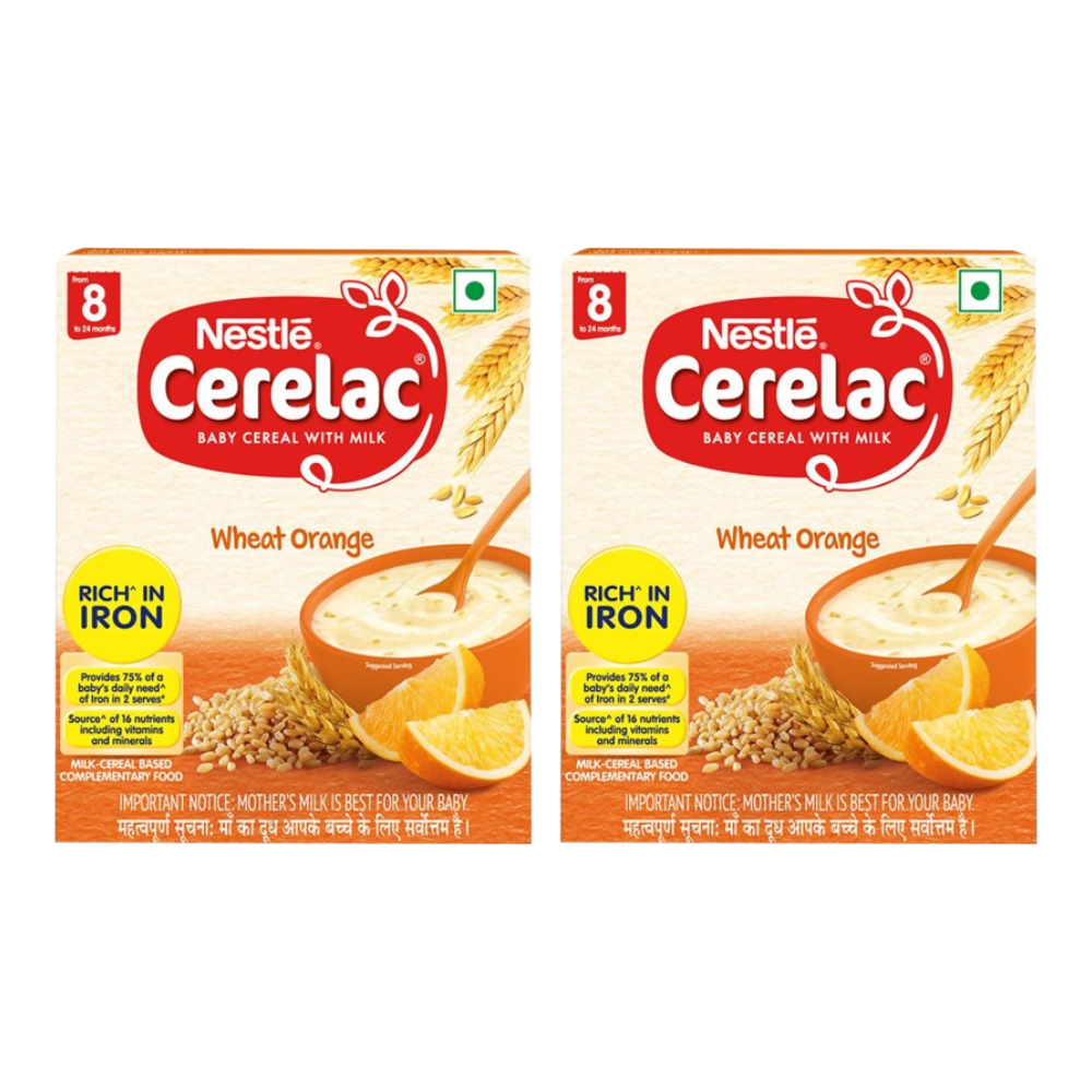 Nestle Cerelac Baby Cereal with Milk, Wheat Orange From 8 To 24 Months | Grocsy