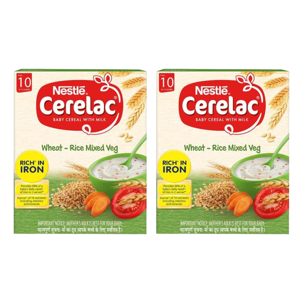 Nestle Cerelac Baby Cereal with Milk - Wheat-Rice Mixed Veg, From 10 to 24 Months | Grocsy