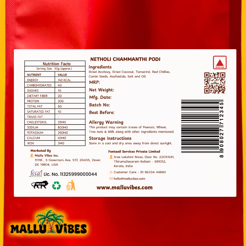 Mallu Vibes Home Made Netholi Chammanthi Podi