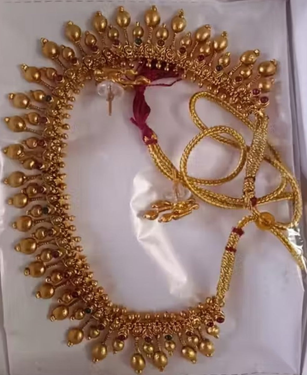 Jewel City Traditional Gold-Plated Droplet Necklace Set for Women – Ethnic Bridal Jewelry with Earrings, Festive Party Wear | Grocsy