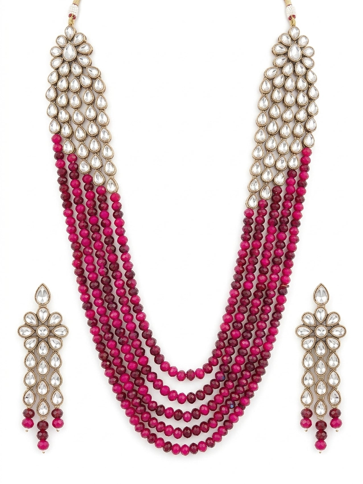 Jewel City Luxury Kundan Multi Crystal Statement Necklace Set | Traditional Indian Wedding Jewelry | Grocsy