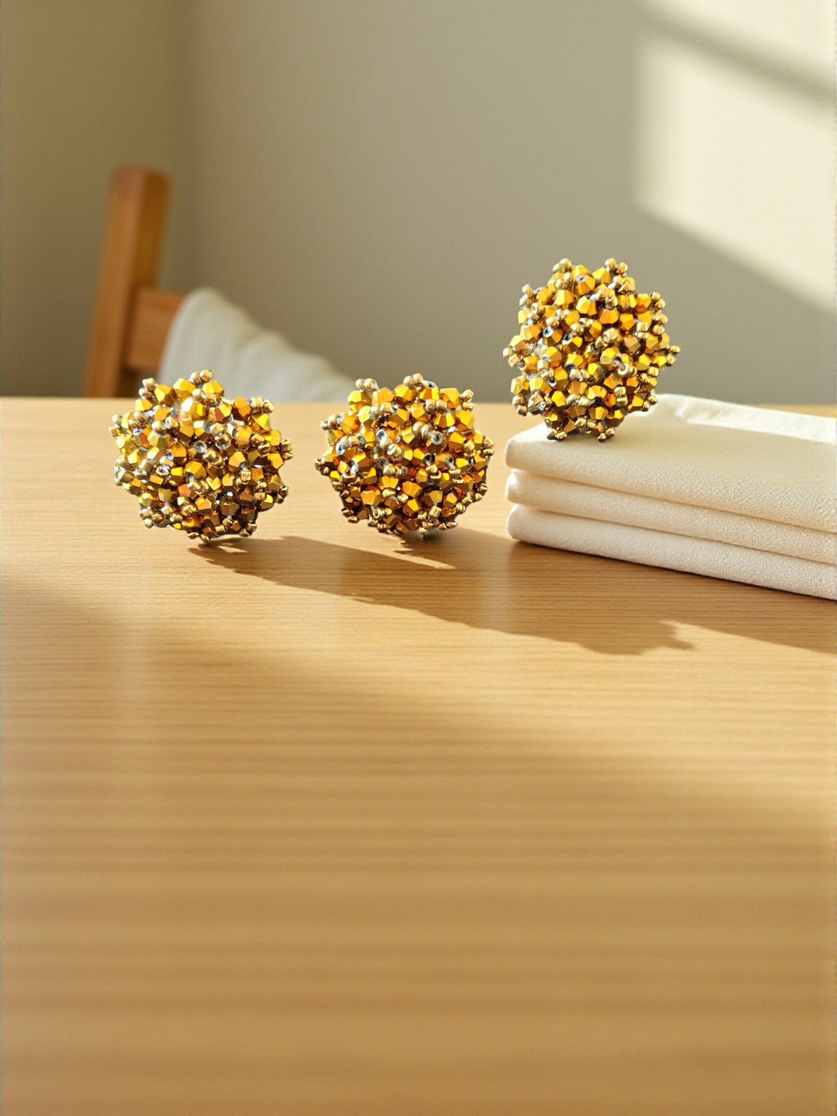 Inhanns Rangmani Crystal Duo – Adjustable Ring + Statement Earrings Set - Golden | Grocsy