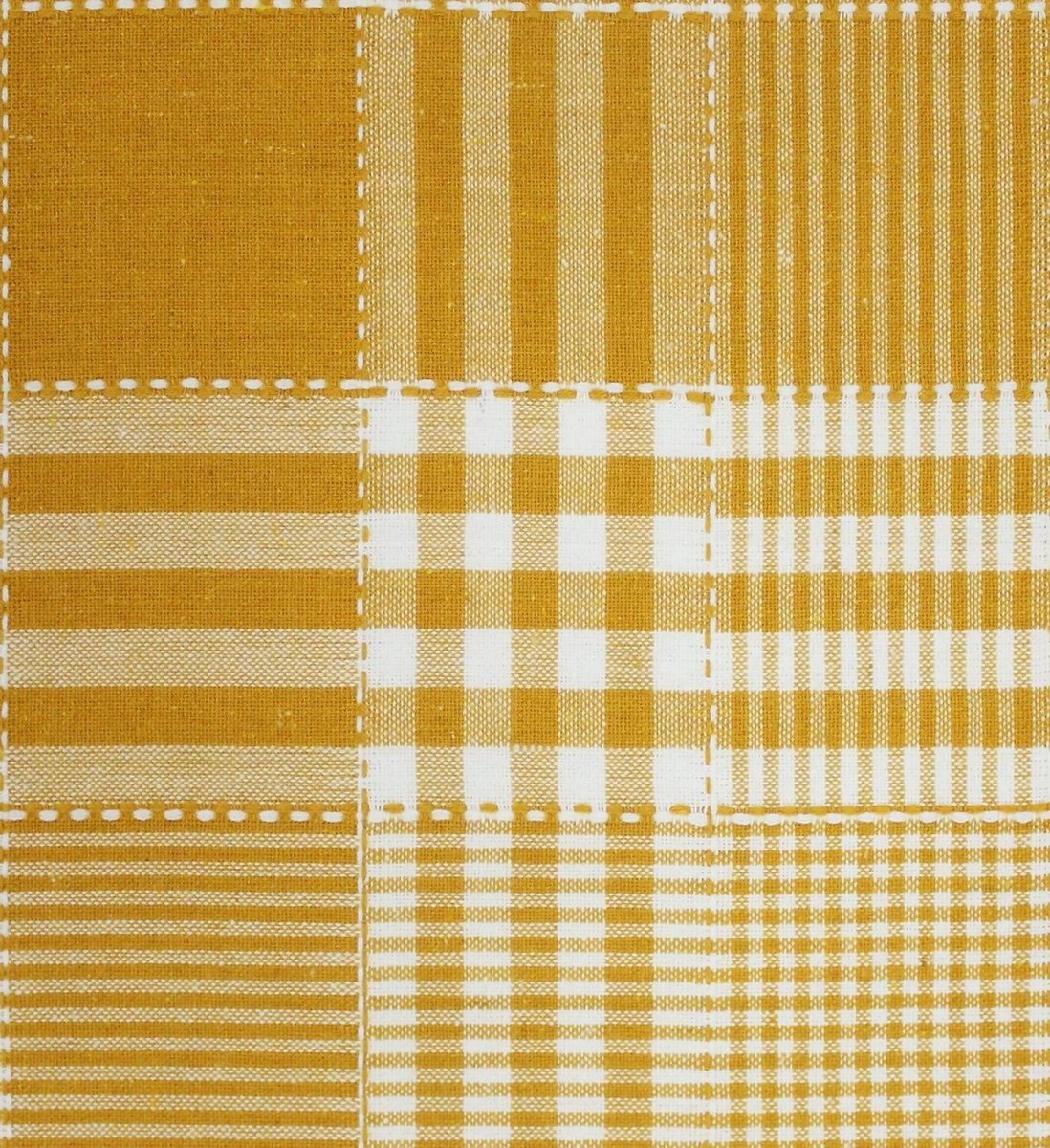 Airwill 100% Cotton Checkered Pattern 4 Seater Square Table Cover - Yellow | Grocsy
