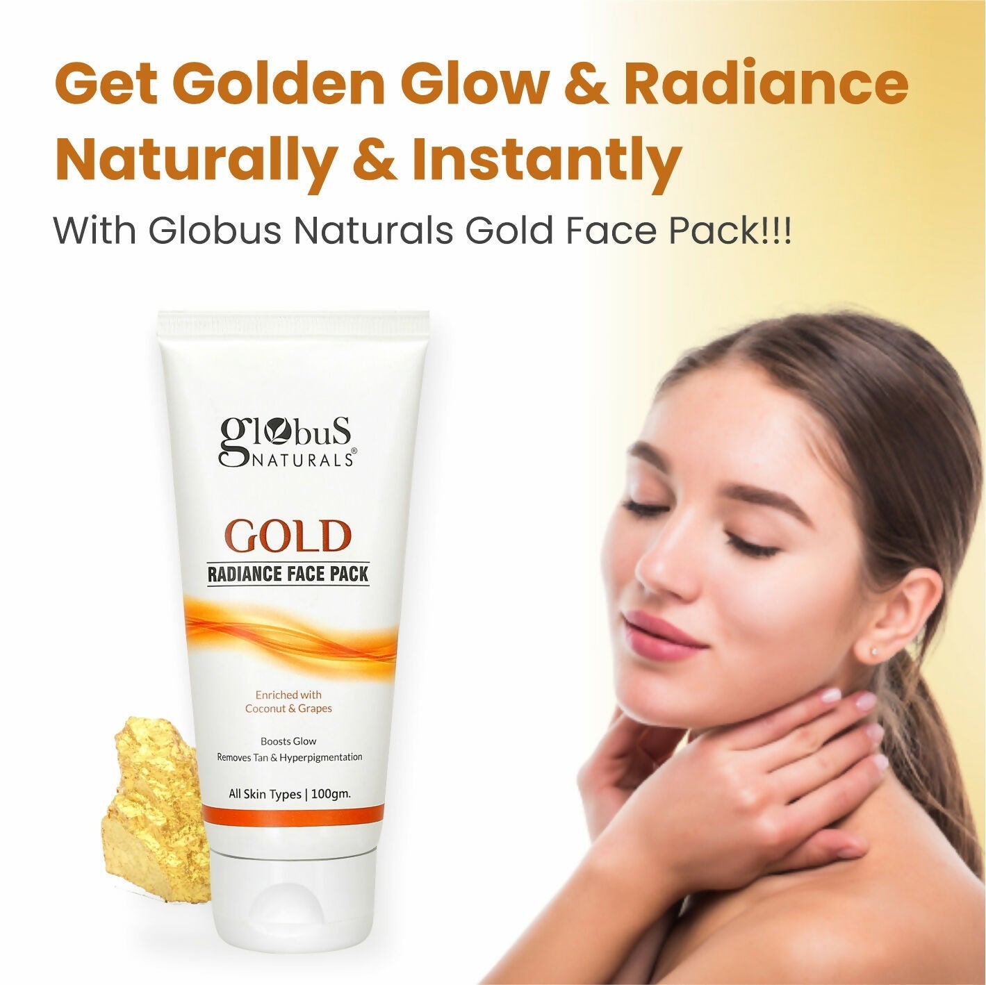 Globus Naturals Gold Radiance Anti Ageing & Brightening Face Pack | Grocsy