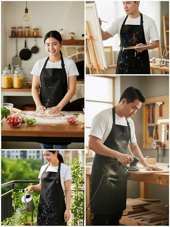 Horseyaart Professional Waterproof Apron For Kitchen/Chef-Black | Grocsy
