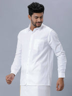 Ramraj Cotton Mens Full Sleeve Formal Poly cotton White Shirt | Grocsy