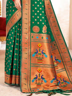 Shree Shyam Fashion Paithani Silk Green Saree | Grocsy