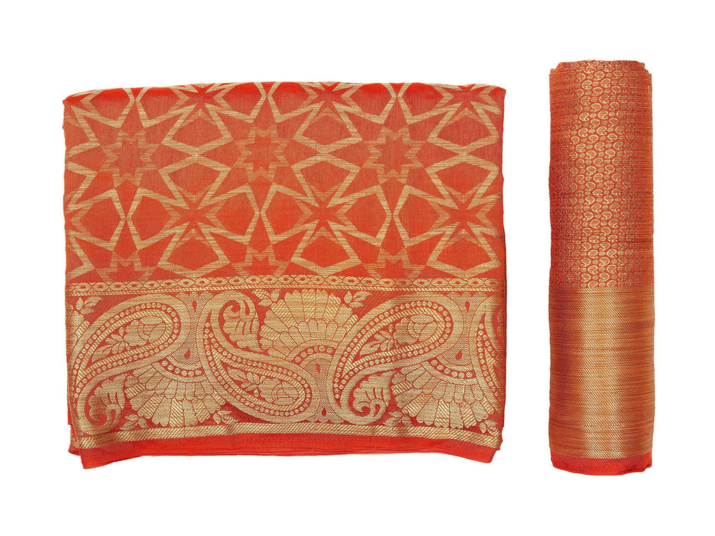 Mimosa Women's Rust Orange Patola Art Silk Saree | Grocsy