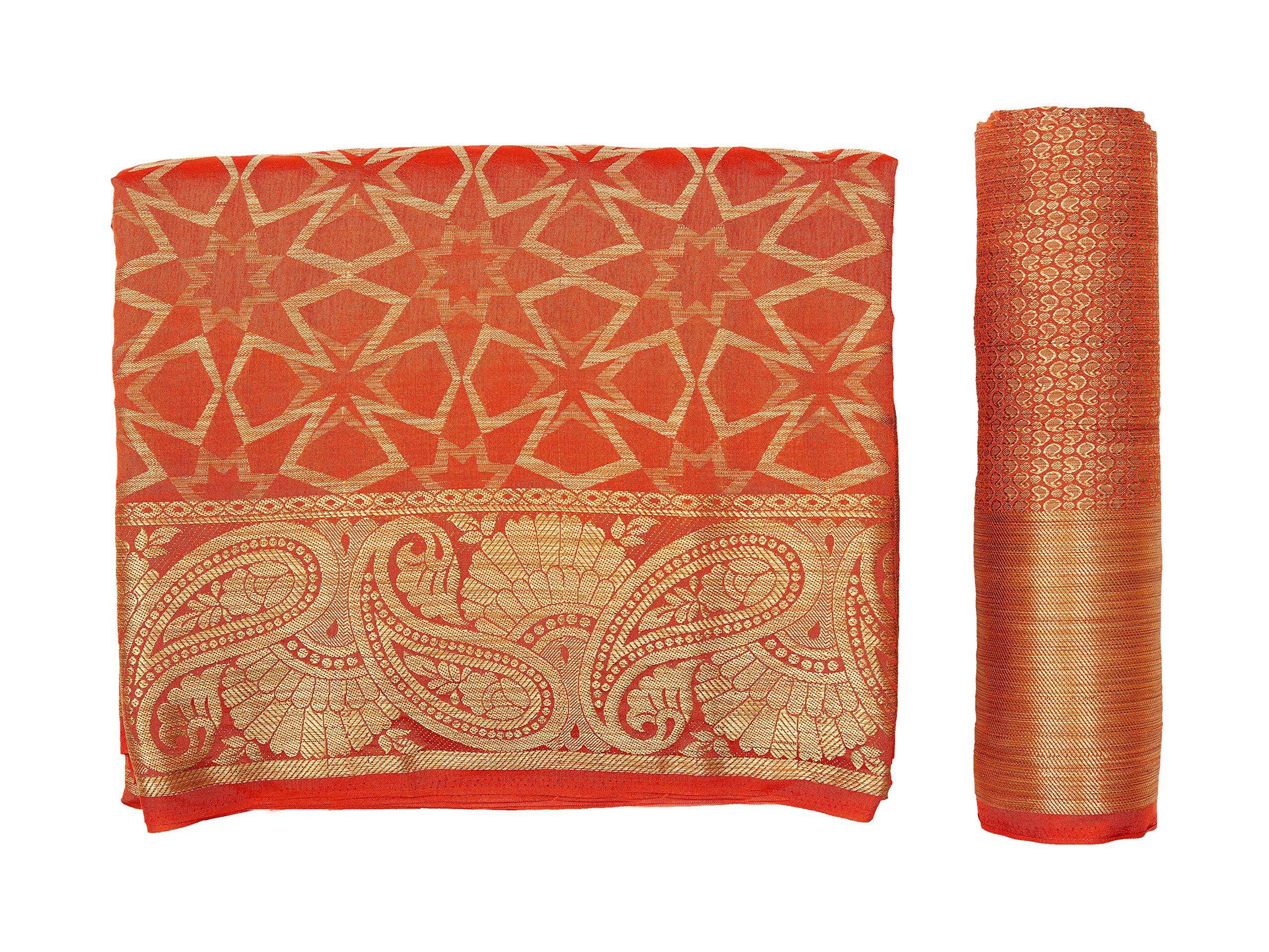 Mimosa Women's Rust Orange Patola Art Silk Saree | Grocsy