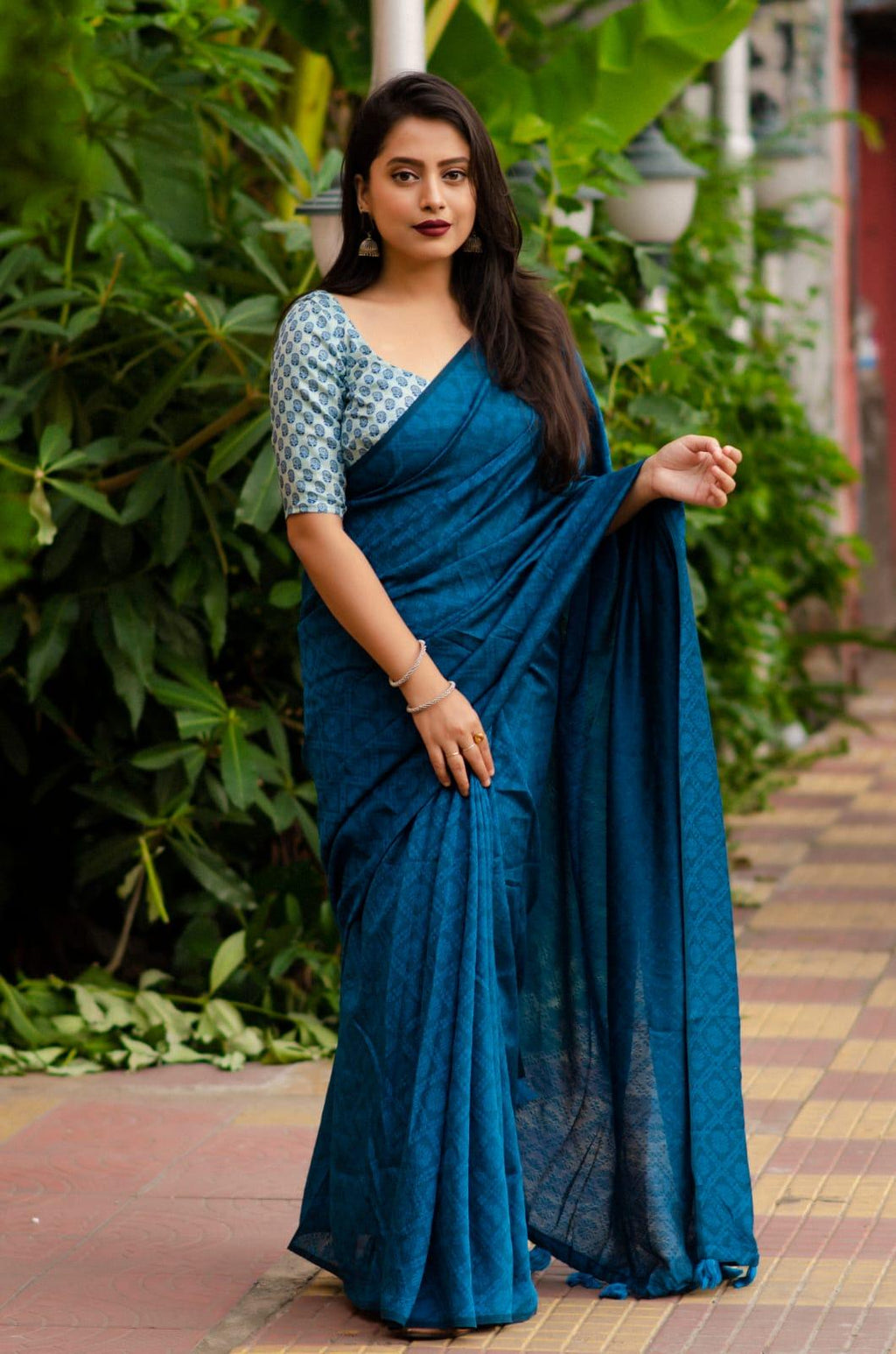 Blue Jute Silk Woven Design Saree with Unstitched Blouse - Hiral Fashion | Grocsy