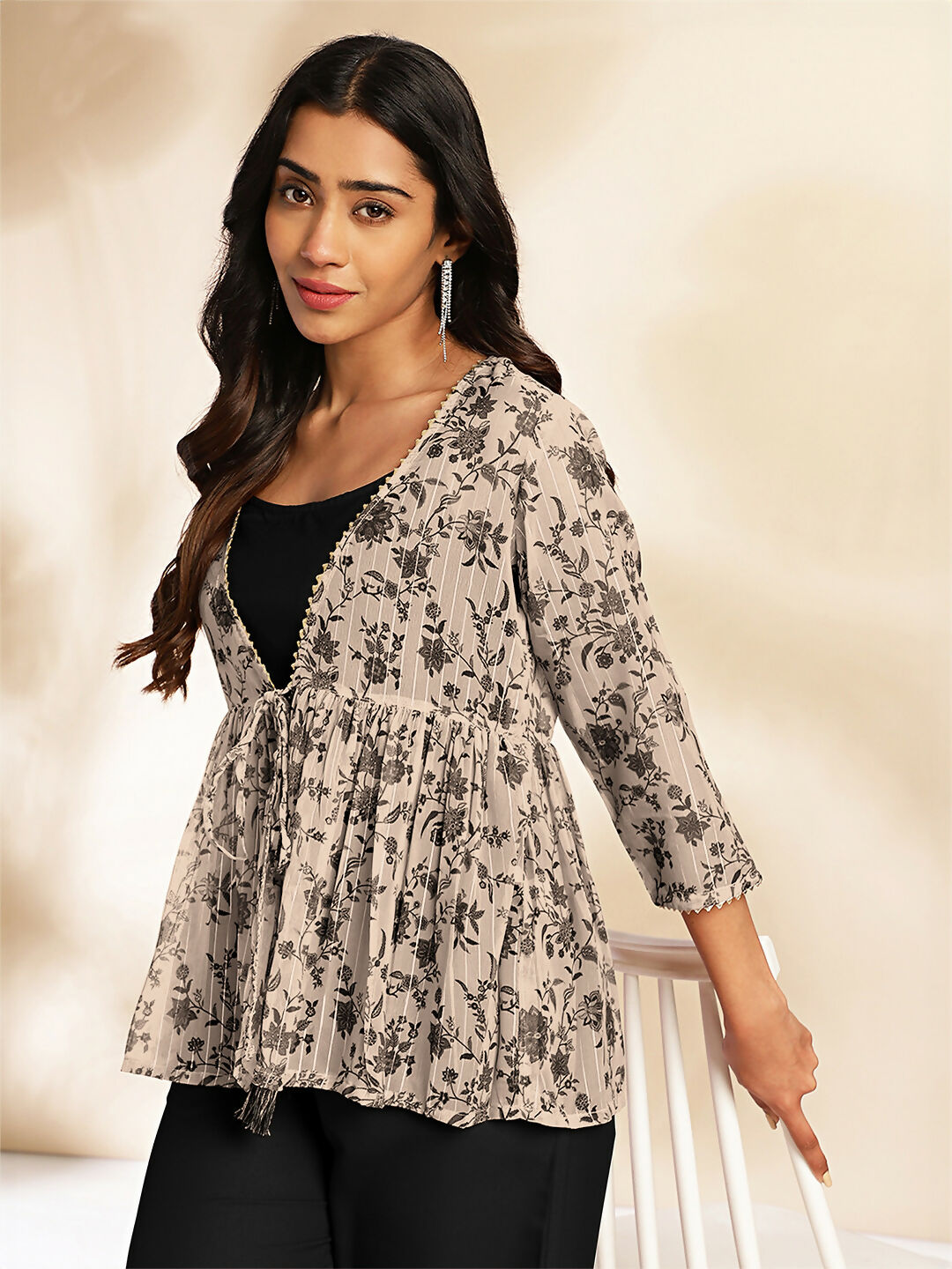 Janasya Black Crepe Solid Top,Bottom & Jacket | Grocsy