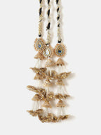 Ruby Raang Gold Gota Pati Work And Black Thread And Mirrors With Gold Stones And Mor Pankh Motif | Grocsy
