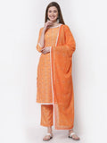 Myshka Mustard Color Cotton Printed Kurta With Pant Dupatta Set | Grocsy