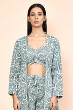Turquoise Blue Platinum Creap Printed Co-Sets - Femella | Grocsy