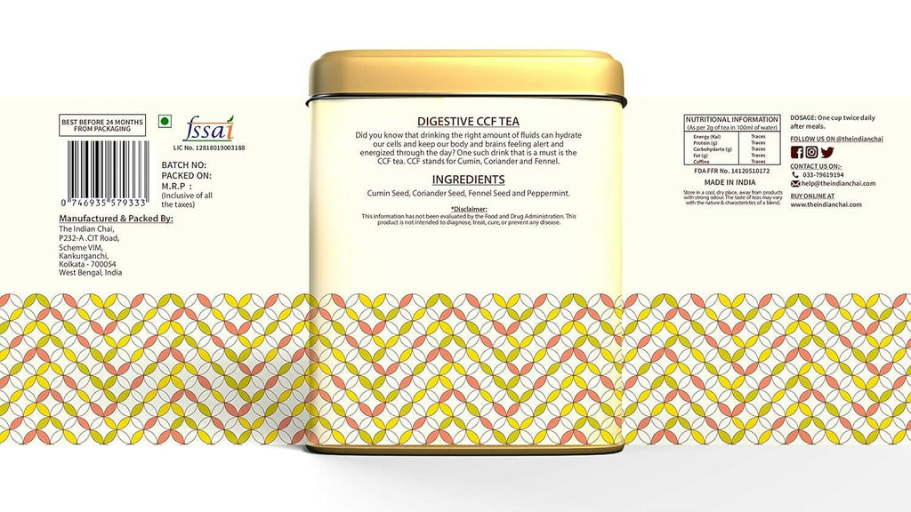 The Indian Chai - Digestive CCF Tea 30 Pyramid Tea Bags | Grocsy