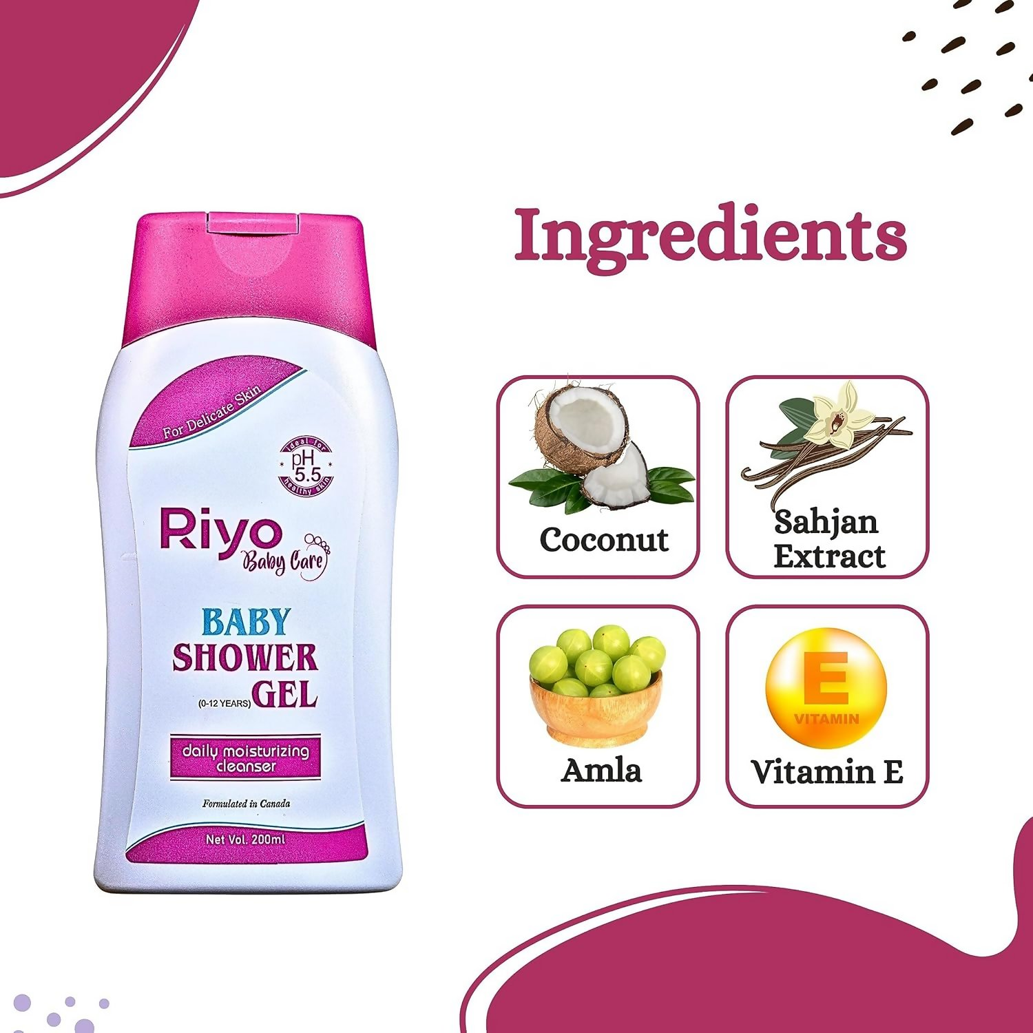 Riyo Herbs Baby Care Shower Gel Enriched With Natural Extracts - Gotu Kola | Grocsy