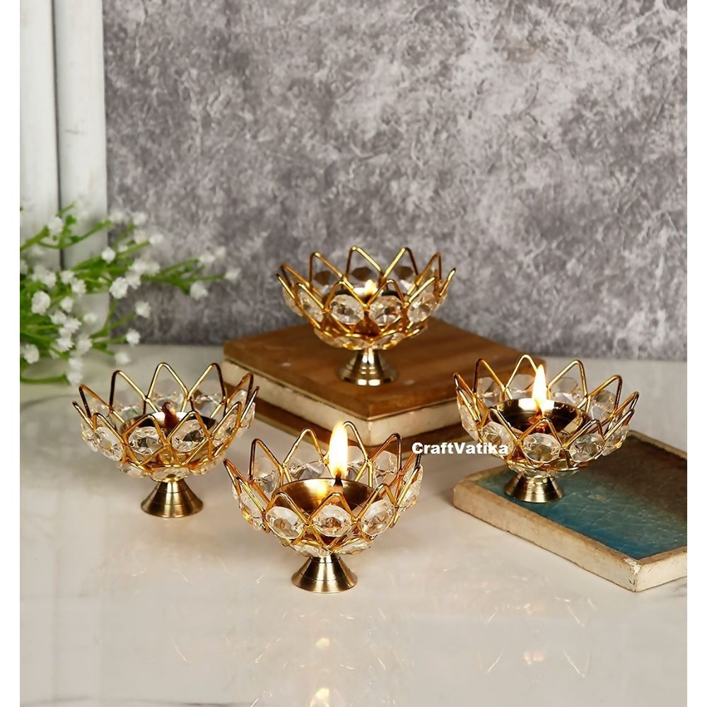 Collectible India Diwali Diya Crystal Round Akhand Diya | Grocsy