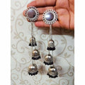 MS Fashion India Traditional Kashmiri Black Color Pearls And Stone Occasional Earrings | Grocsy