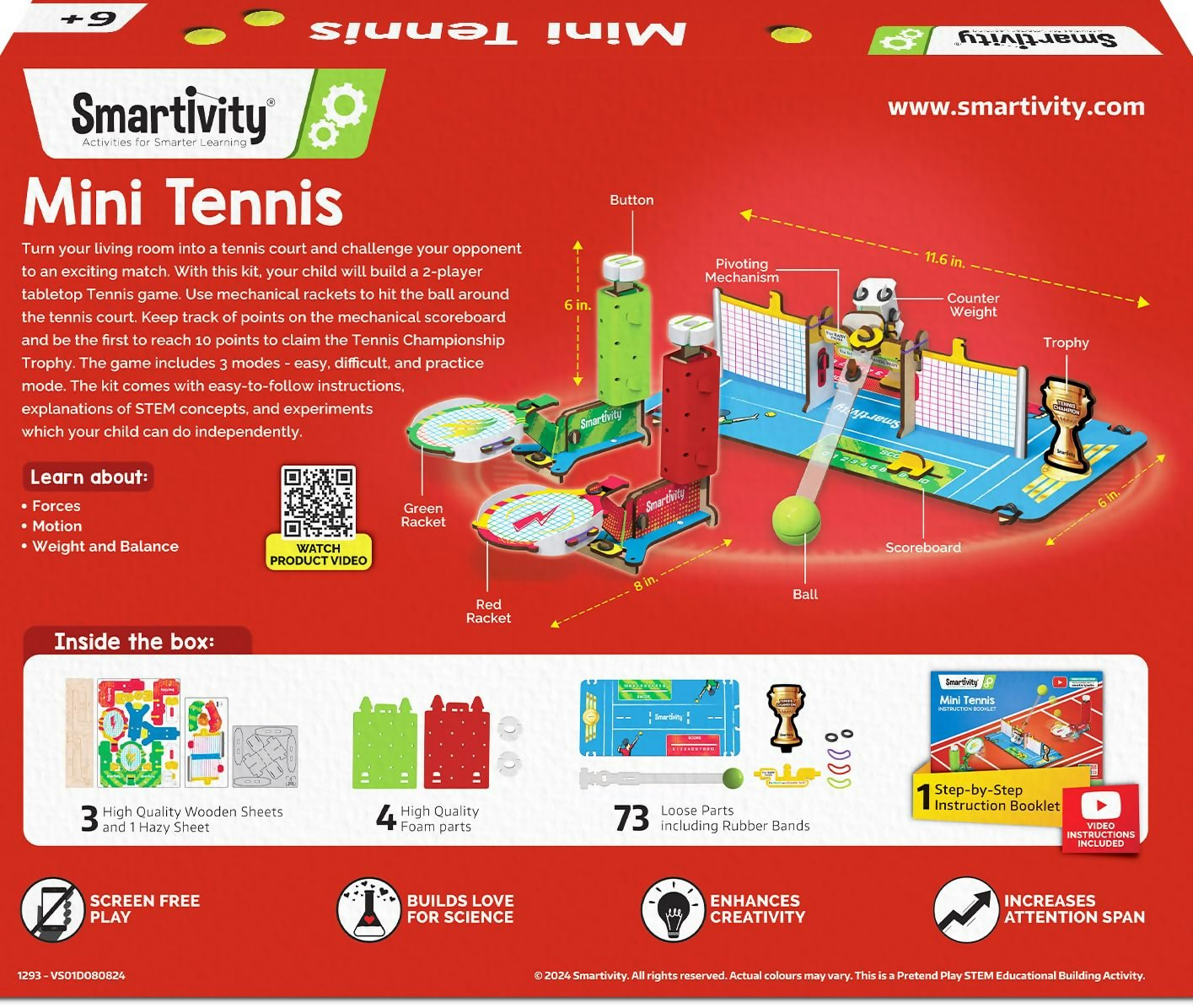Smartivity Tabletop Tennis Game Kit For Kids 6 To 12, 2-Player Stem Toy With Mechanical Rackets & Scoreboard | Grocsy