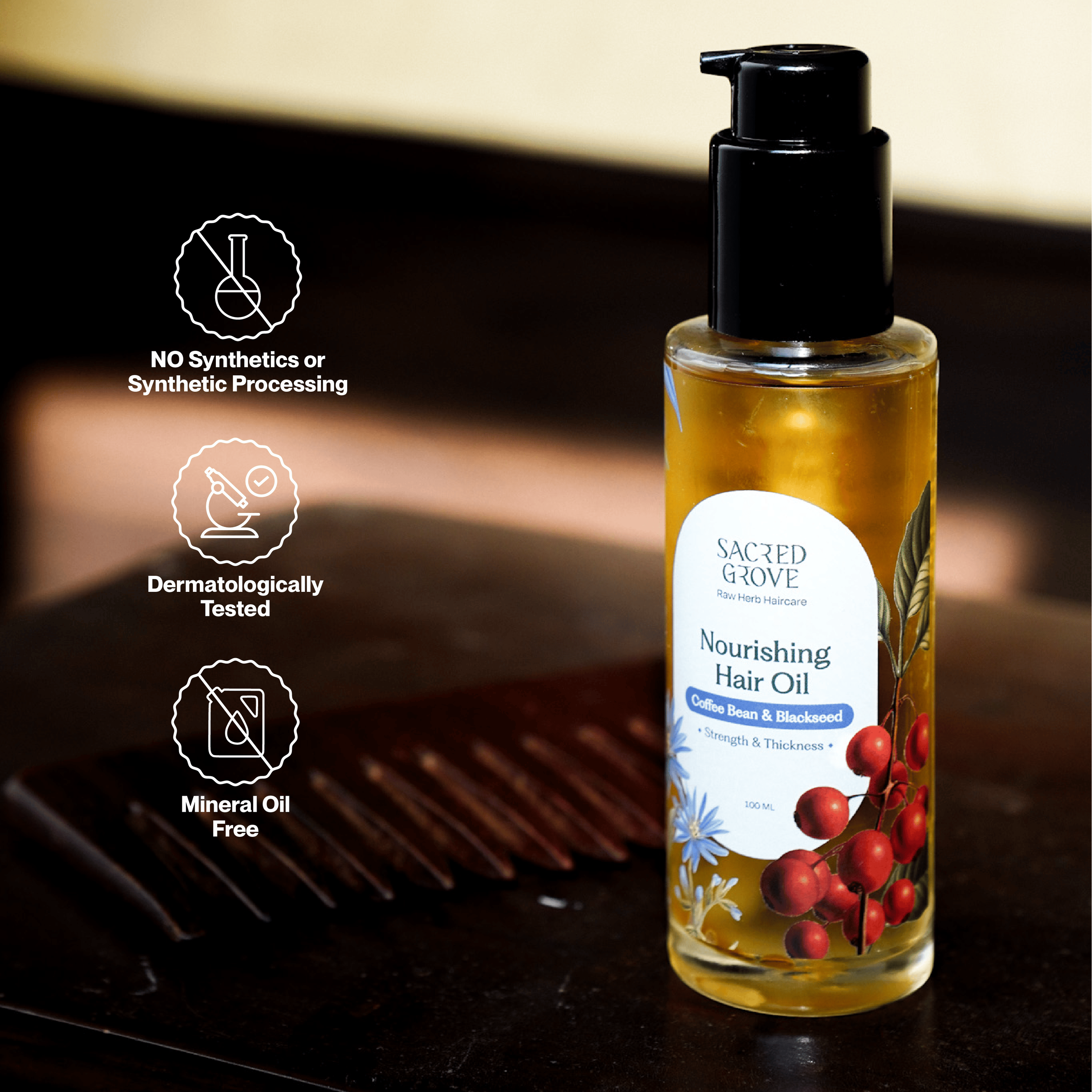 Sacred Grove Coffee Bean & Blackseed Nourishing Hair Oil | Grocsy