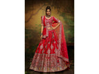 House of Panchhi Red Pure Silk Moti & Zarkan heavy embroidery Lehenga choli & Dupatta | Grocsy