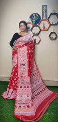Exclusive Collection Handloom Dhakai Jamdani Saree - Red | Grocsy