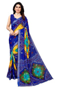 Vamika Ethnic Fire Blue Printed With Lace Saree | Grocsy