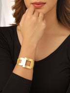 NVR Women Gold-Polished Adjustable Kada Bracelet | Grocsy