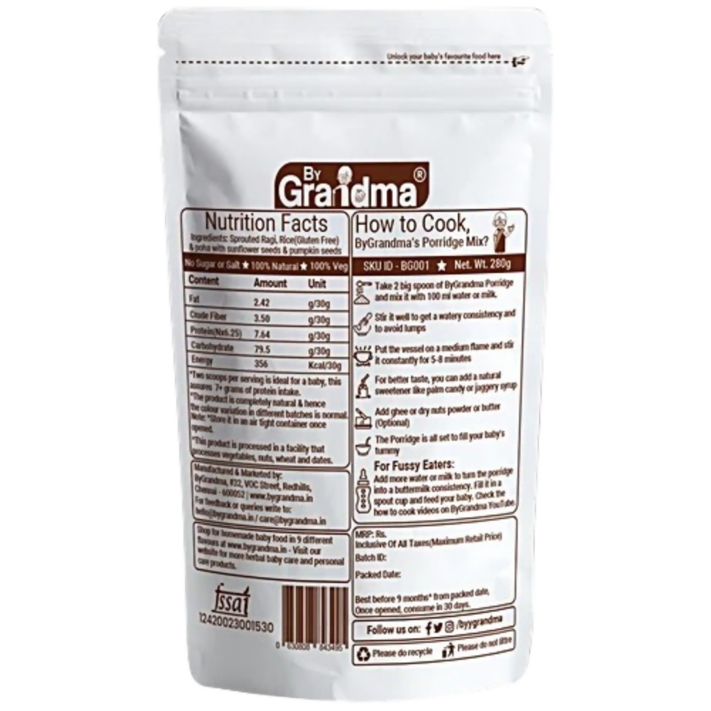 By Grandma Sprouted Cereal - Sprouted Ragi, Poha Rice, Sunflower seeds, Pumpkin Seeds | Grocsy