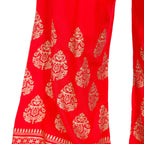 PAVONINE Red Color Golden Printed Rayon Fabric Sharara For Women & Girls | Grocsy
