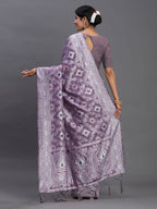 Shree Shyam Fashion Linen Cotton Violet Saree | Grocsy
